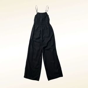 Old Navy Linen Blend Jumpsuit NWT Size Small Tall Black Cinched Waist